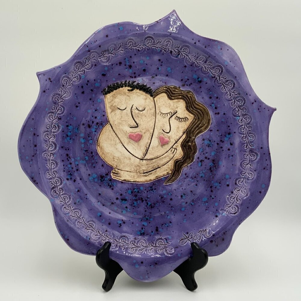 Signed & Dated 2 Have & 2 Hold Handmade Couples Wedding Art Pottery Platter
